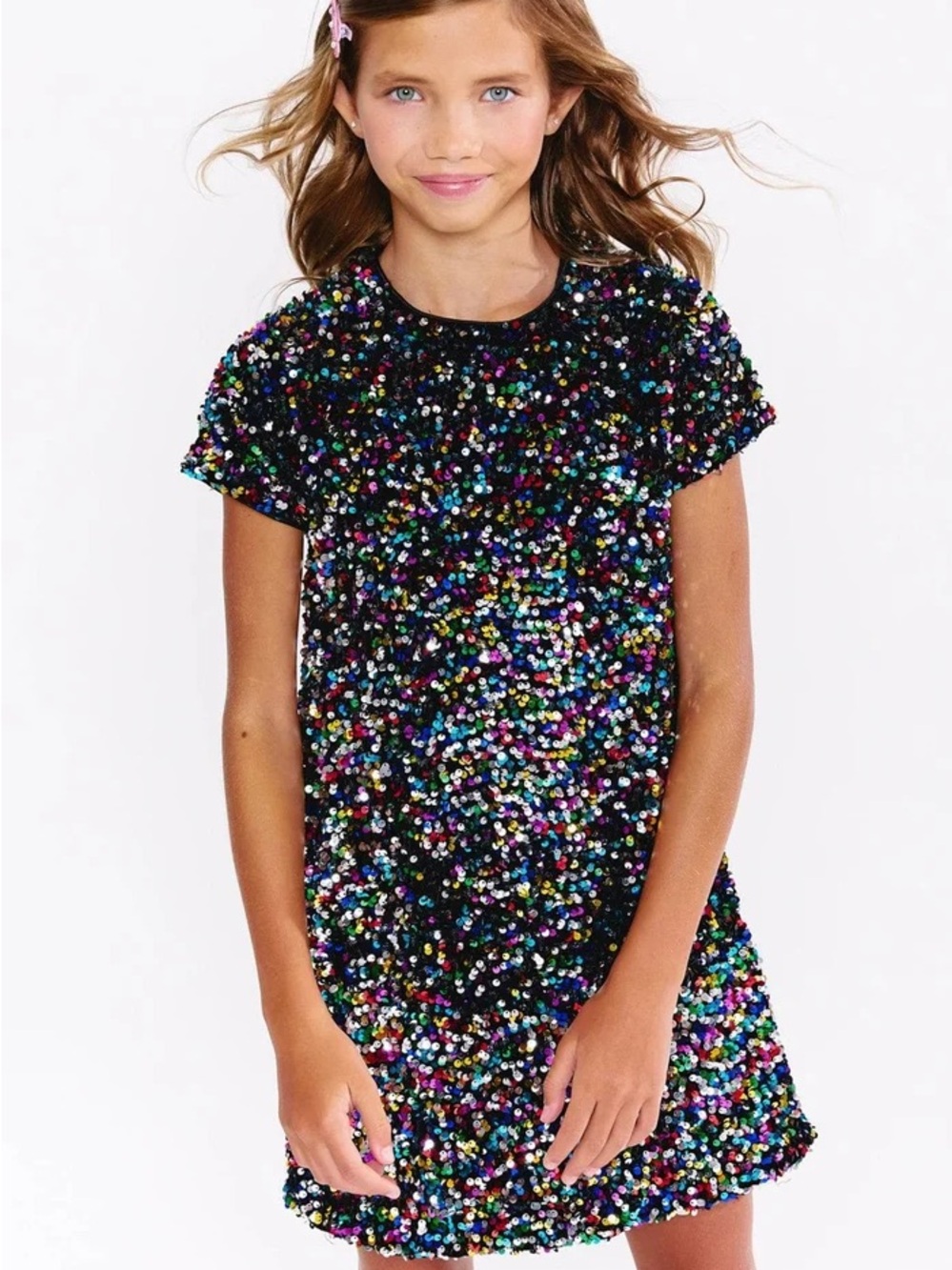Lola + The Boys Black Multicolor Sequin Shift Dress